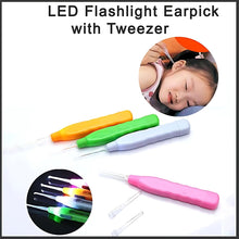 LED light earpick with tweezer