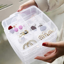 3-Tier Transparent Craft Storage Box with 18 Adjustable Compartments