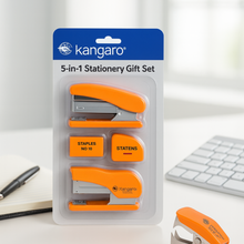 Kangaro 5-in-1 Stationery Gift Set Stapler, Staples, Staple Remover, Tape Dispenser